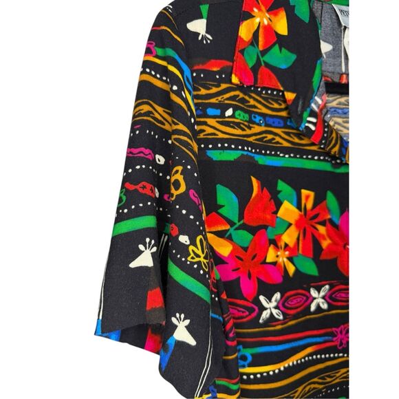 Vtg Peter Popovitch Women’s Large Short Sleeve Button Down Shirt Multicolor 90s - Picture 2 of 5